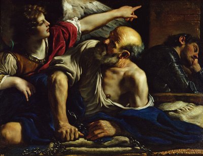 St. Peter wird von einem Engel befreit von Giovanni Francesco Barbieri